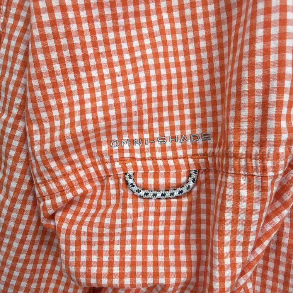 Clemson Tigers Columbia PFG Shirt Mens XXL Orange Gingham Check Super Bonehead - Picture 4 of 9